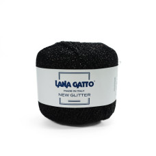 8591 Пряжа Lana Gatto New Glitter, 25г - 300м, чорний, 100% поліестер