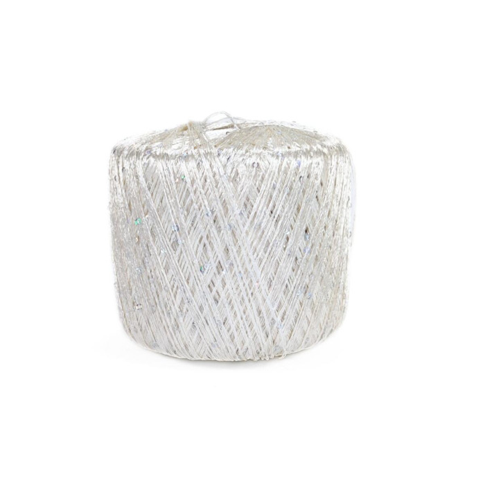 8599 Пряжа Lana Gatto Paillettes, 25г - 195м, білий+паєтка голографічна, 100% поліестер