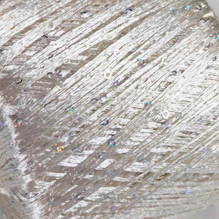 8599 Пряжа Lana Gatto Paillettes, 25г - 195м, білий+паєтка голографічна, 100% поліестер