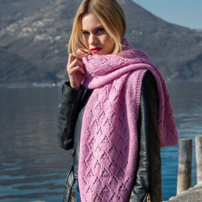 86 Пряжа Mondial Alveare, 200г - 520м, рожево-кораловий, 35% мохер, 65% мікрофібра PC