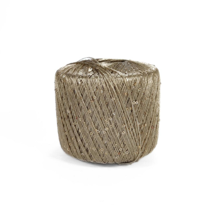 8600 Пряжа Lana Gatto Paillettes, 25г - 195м, бежево-золотий, 100% поліестер