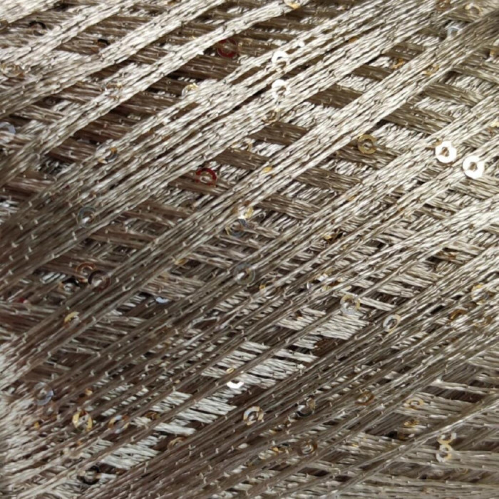 8600 Пряжа Lana Gatto Paillettes, 25г - 195м, бежево-золотий, 100% поліестер