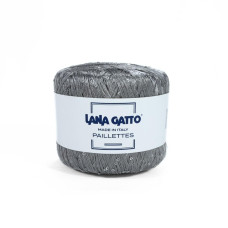 8603 Пряжа Lana Gatto Paillettes, 25г - 195м, срібло, 100% поліестер