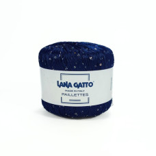 8605 Пряжа Lana Gatto Paillettes, 25г - 195м, синій+паєтка голографічна, 100% поліестер