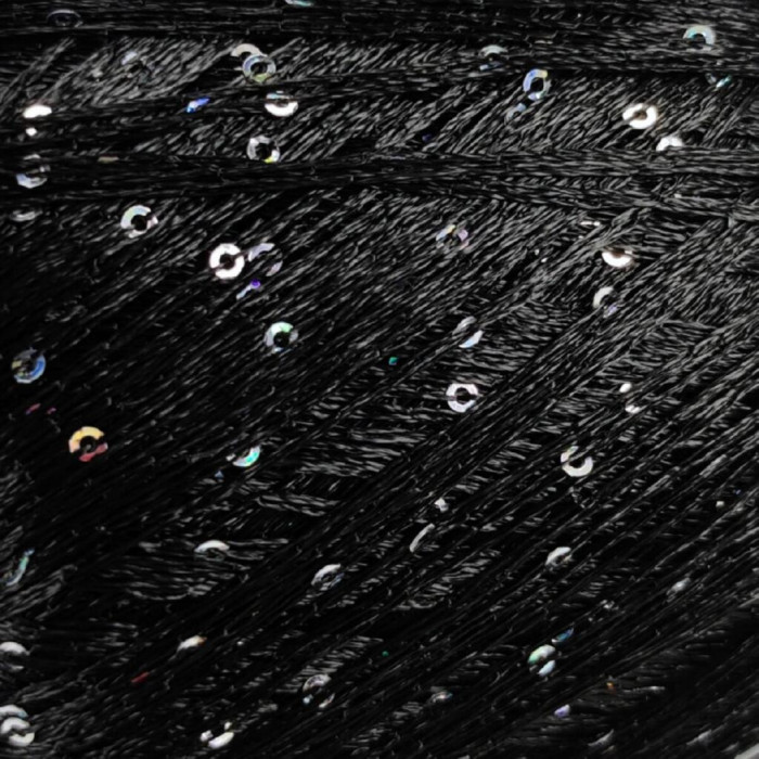 8606 Пряжа Lana Gatto Paillettes, 25г - 195м, чорний+паєтка голографічна, 100% поліестер