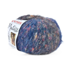869 Пряжа Mondial Мatisse, 50г - 165м, синій меланж-твід, 60% меринос, 25% бавовна, 10% мікрофібра PА, 20% мікрофібра PL