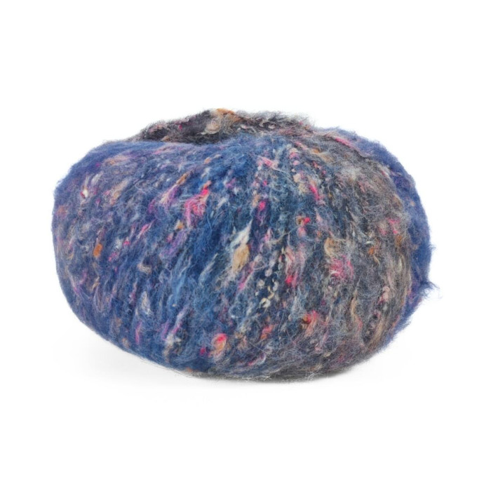 869 Пряжа Mondial Мatisse, 50г - 165м, синій меланж-твід, 60% меринос, 25% бавовна, 10% мікрофібра PА, 20% мікрофібра PL