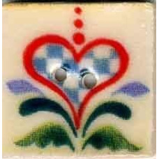 87017 Mill Hill Ґудзик Checkered Aqua Heart 1,9x1,9 см, кераміка