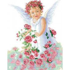 898 Ангел в рожевому саду. Світ Можливостей. Канва з нанесеним малюнком