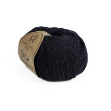 9 Пряжа Campolmi Filati Seta Bourette, 50г - 240м, чорний, 100% шовк