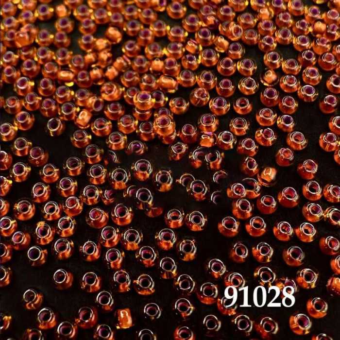 91028 10/0 чеський бісер Preciosa, 5 г, червоний, прозорий глянцевий, кольоровий отвір