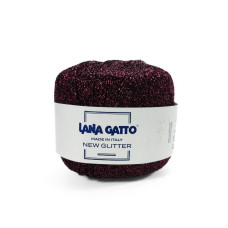 9120 Пряжа Lana Gatto New Glitter, 25г - 300м, бордовий, 100% поліестер