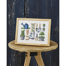 92-6181 Permin Набір для вишивки хрестиком - Самшит та інструменти Boxwood and Tools 24х18 см, Aida 14