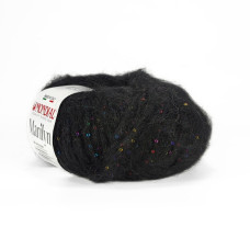 921 Пряжа Mondial Marilyn, 50г - 125м, чорний, 50% альпака, 25% мікрофібра PA, 25% мікрофібра PL