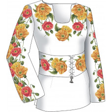 F2501 Маки. Діана Плюс. Схема викрійка для вишивання жіночої сорочки