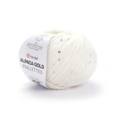 9301 Пряжа Alpaca Gold Paillettes, 50гр-180м (білий). YarnArt