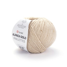 9302 Пряжа Alpaca Gold Paillettes, 50гр-180м (молочний). YarnArt