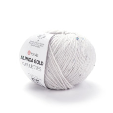 9303 Пряжа Alpaca Gold Paillettes, 50гр-180м (світло-сірий). YarnArt