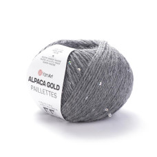 9304 Пряжа Alpaca Gold Paillettes, 50гр-180м (темно-сірий). YarnArt