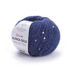 9313 Пряжа Alpaca Gold Paillettes, 50гр-180м (темно-синій). YarnArt