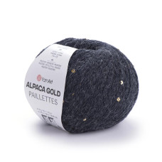 9314 Пряжа Alpaca Gold Paillettes, 50гр-180м (темно-сірий). YarnArt
