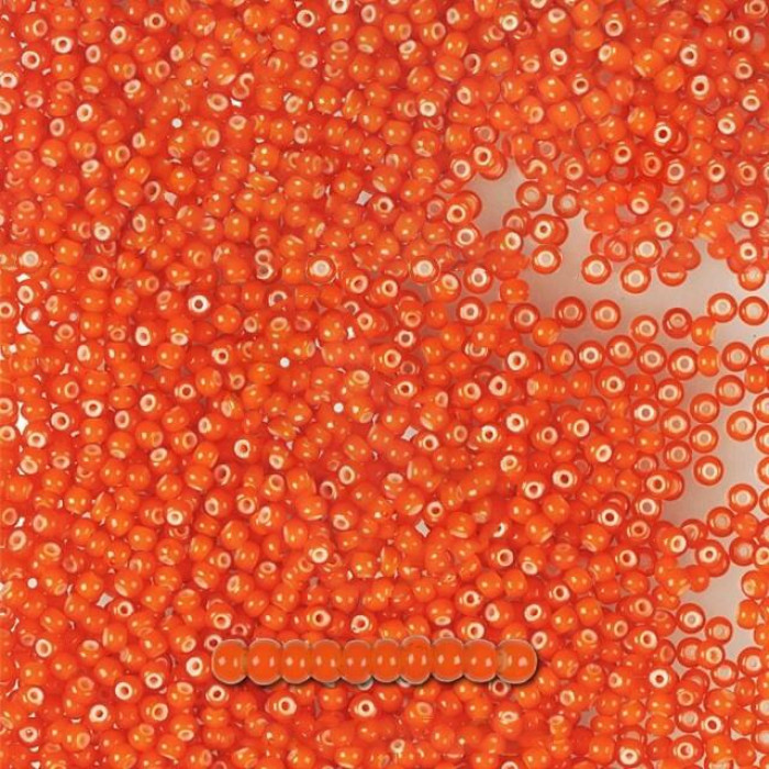 93703 10/0 чеський бісер Preciosa, 5 г, помаранчевий, прозорий  з пофарбованим білим отвором