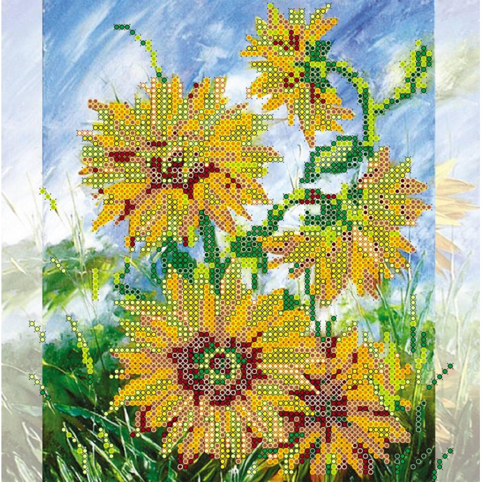 AC-089 Сонячні квіти. Абріс Арт. Схема на полотні для вишивання бісером (АС-089)