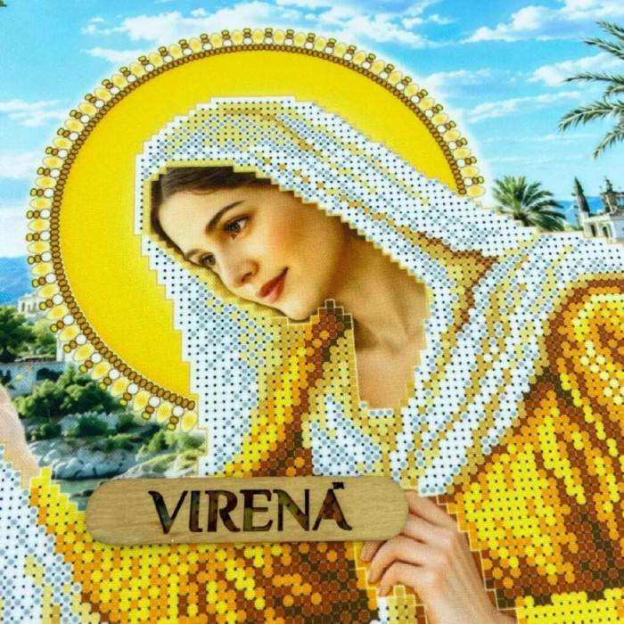 А2Р_105 Virena Заготовка для вишивки бісером - Святе сімейство в золоті 58x41 см, габардин