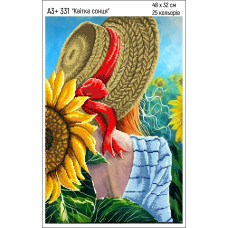 А3+ 331 Квітка сонця. Кольорова. Схема на тканині для вишивання бісером