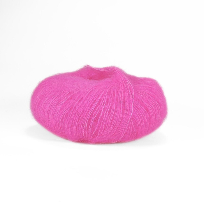 A3088 Пряжа Lana Gatto Silk Mohair, 25г - 212м, яскравий рожевий неон, 75% супер кідмохер, 25% шовк