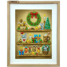 А3Н_583 Virena Заготовка для вишивки бісером - Семплер різдвяний 27х36,5 см (схема на габардині)