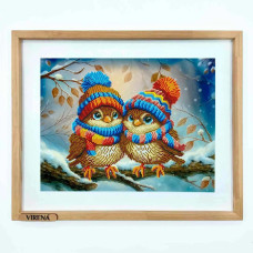 А3Н_584 Virena Заготовка для вишивки бісером - Горобці у зимку 36,5x27 см (схема на габардині)