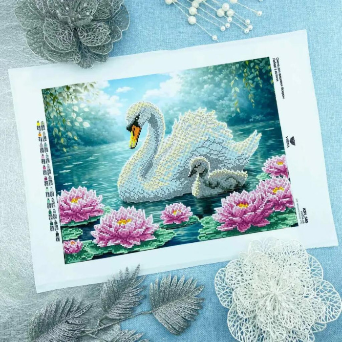 А3Н_584 Virena Заготовка для вишивки бісером - Горобці у зимку 36,5x27 см (схема на габардині)