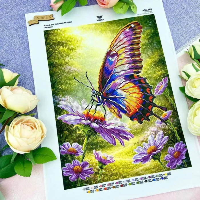 А3Н_589 Virena Заготовка для вишивки бісером - Метелик 36,5x27 см (габардин)