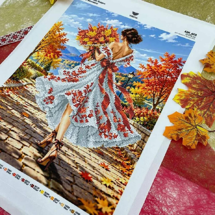 А3Н_603 Virena Заготовка для вишивки бісером - Дівчина у вишиванці 27x36,5 см (габардин)