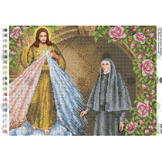 А3Р_097 Найсвятійше серце Ісуса і Св. Фаустина Ковальська. Virena. Схема на тканині для вишивання бісером
