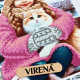 А4Н_606 Дівчинка з котом. Зима. 19х23,5 см. Virena. Схема на тканині для вишивання бісером
