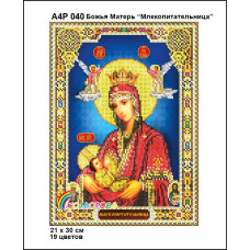 А4Р 040 Ікона Божа Матір Годувальниця. Кольорова. Схема на тканині для вишивання бісером