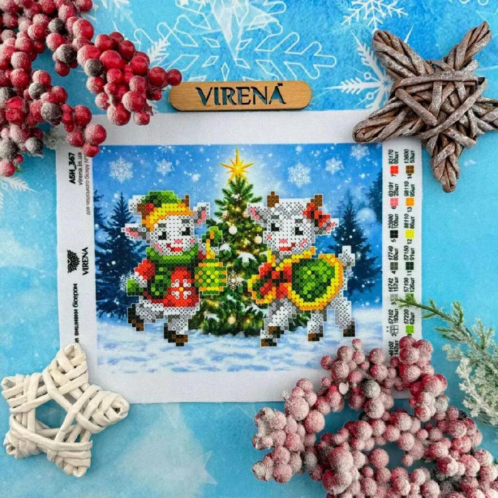 А5Н_367 Virena Заготовка для вишивки бісером - Козенята, символ року 2027 15,3 х 11,5 см (габардин)