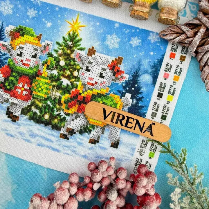 А5Н_367 Virena Заготовка для вишивки бісером - Козенята, символ року 2027 15,3 х 11,5 см (габардин)