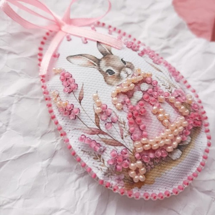 ABT-060 Абрис Арт Набір для вишивки бісером - Пасхальна зайка 5x15 см (художній холст)