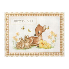 ACS23 Anchor Набір для вишивки рахунковим хрестиком - Тварини Baby Animal Birth Record 20x26,5 см, Aida 14