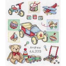 ACS39 Anchor Набір для вишивки рахунковим хрестиком - Народження хлопчика Boy Birth Sampler 24x20 см, Aida 16