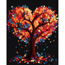 AH1074 Вітражне дерево кохання, на чорному фоні 40х50 см. Strateg. Картина за номерами (Стратег)