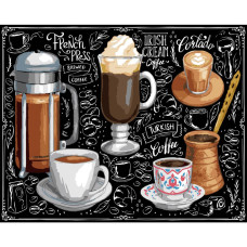 AH1173-19 Strateg Картина за номерами - Світ кави 40x50 см (на чорному фоні, Стратег)