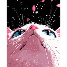 AH1179-12 Strateg Картина за номерами - Рожеве кошеня 40x50 см (на чорному фоні, Стратег)