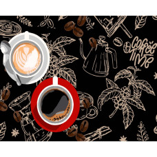 AH1184-12 Strateg Картина за номерами - Дві чашки кави 40x50 см (на чорному фоні, Стратег)