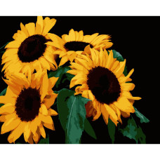 AH1185-13 Strateg Картина за номерами - Яскраві соняхи 40x50 см (на чорному фоні, Стратег)