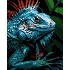 AH1195-15 Strateg Картина за номерами - Яскравий хамелеон 40x50 см (на чорному фоні, Стратег)