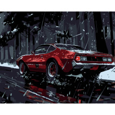 AH1196-11 Strateg Картина за номерами - Червона машина 40x50 см (на чорному фоні, Стратег)